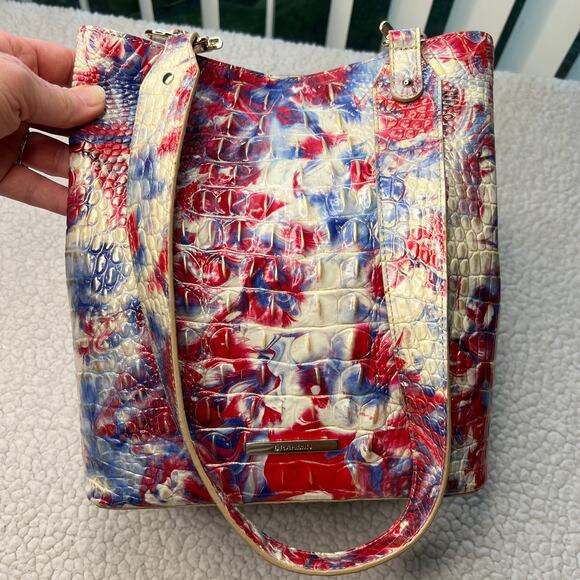 Brahmin Amelia Melbourne Bucket Bag Valor, Red, Blue and White - Picture 2 of 13